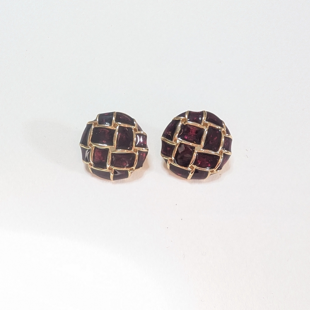 Gold Toned Woven Enamel Studs
